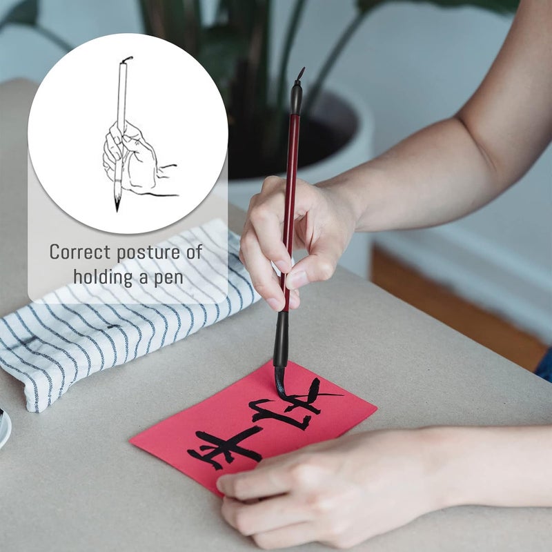 BangBoom Chinese Calligraphy Brush Set - Kanji Sumi Drawing Brush with Resin Handle for Beginners (3 PCS) - Image 5